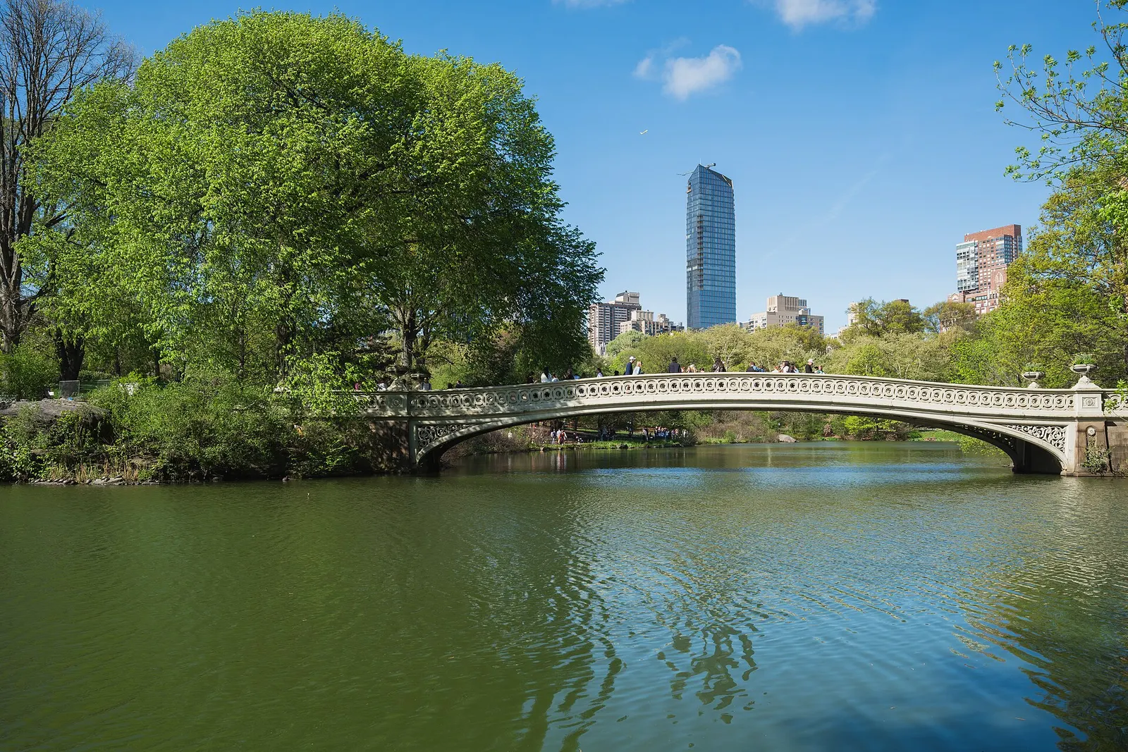 Bow Bridge in Central Park with the Central Park South skyline